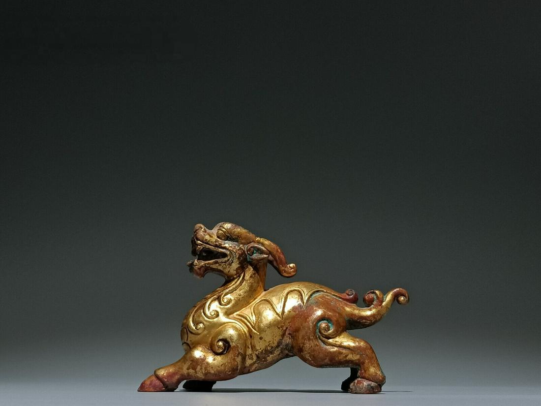 Chinese bronze gilt animal beast statue (1 of 9)