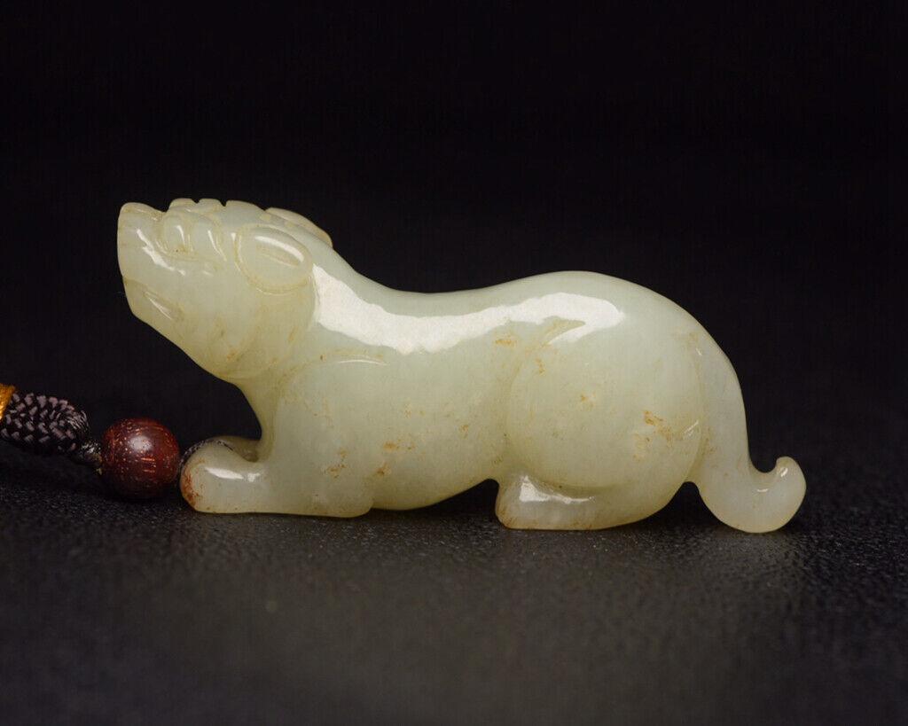 Chinese natural jade animal statue: Size: Width 68 mm - Height 29 mm Materials: Natural jade Time Period: qing dynasty Manufactured Date: 18th-c qing dynasty Origin: China