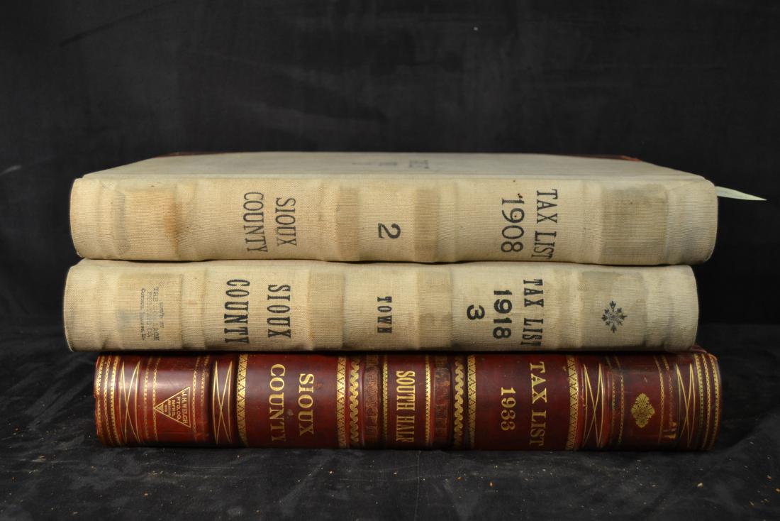 3 Volumes Sioux County Register of sales c. 1908 (1 of 2)