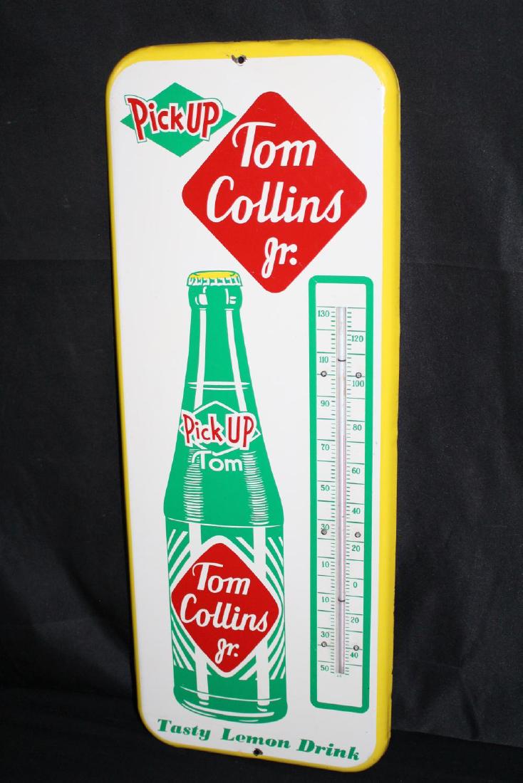 TOM COLLINS LEMON SODA POP THERMOMETER SIGN