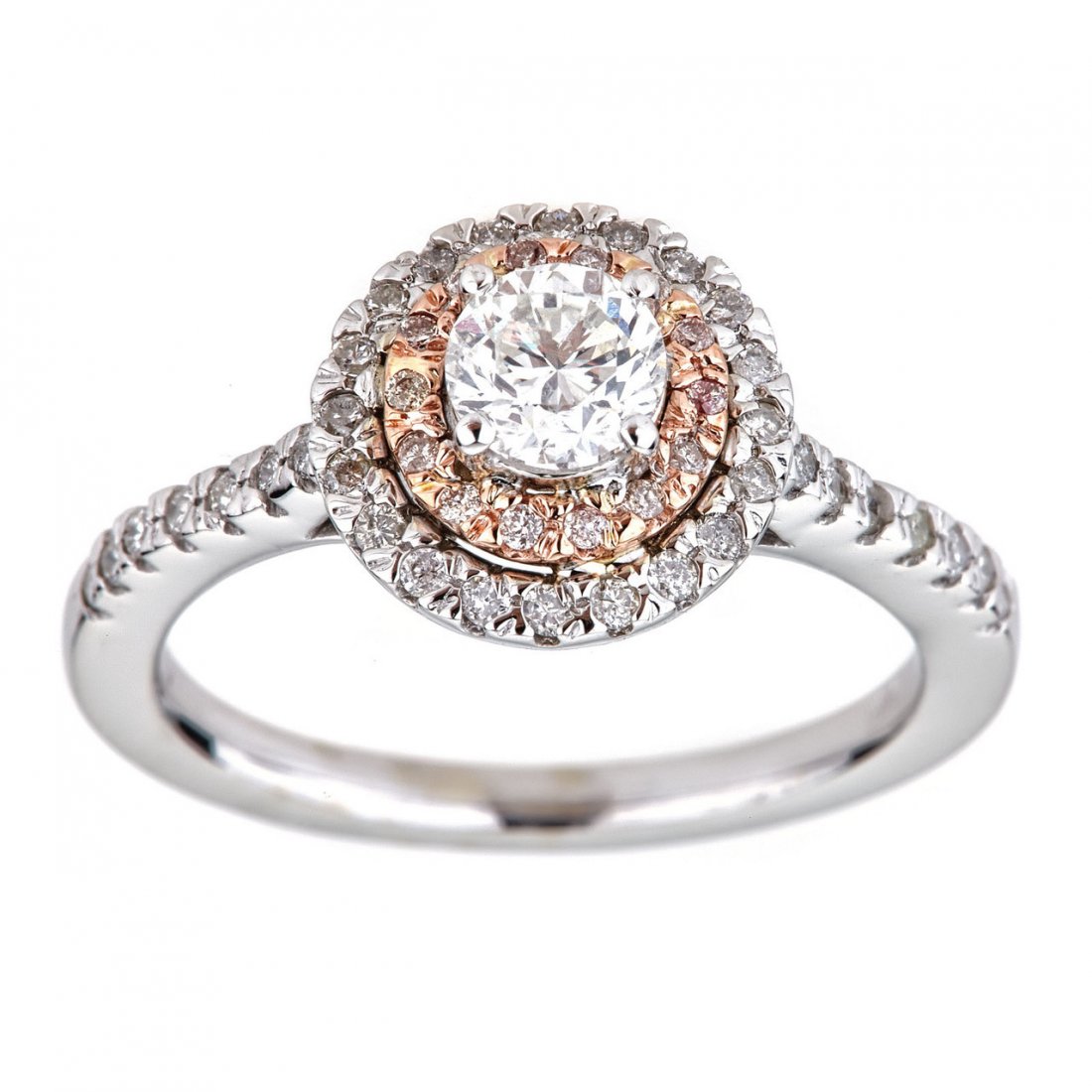 0.88 Carat F VS2 Round Brillant Halo Diamond Ring (1 of 2)