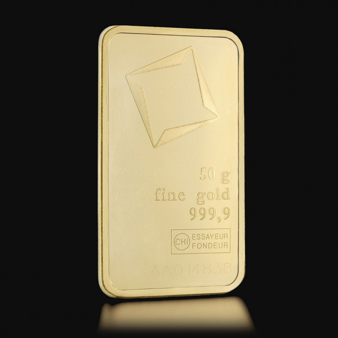 50 gram Valcambi Suisse Gold Bars: Valcambi Suisse 50 gram gold bullion bar. Manufactured by Valcambi, Switzerland’s largest precious metals foundry, they are a hallmark of outstanding quality, guaranteed .9999 fine purity, and high 