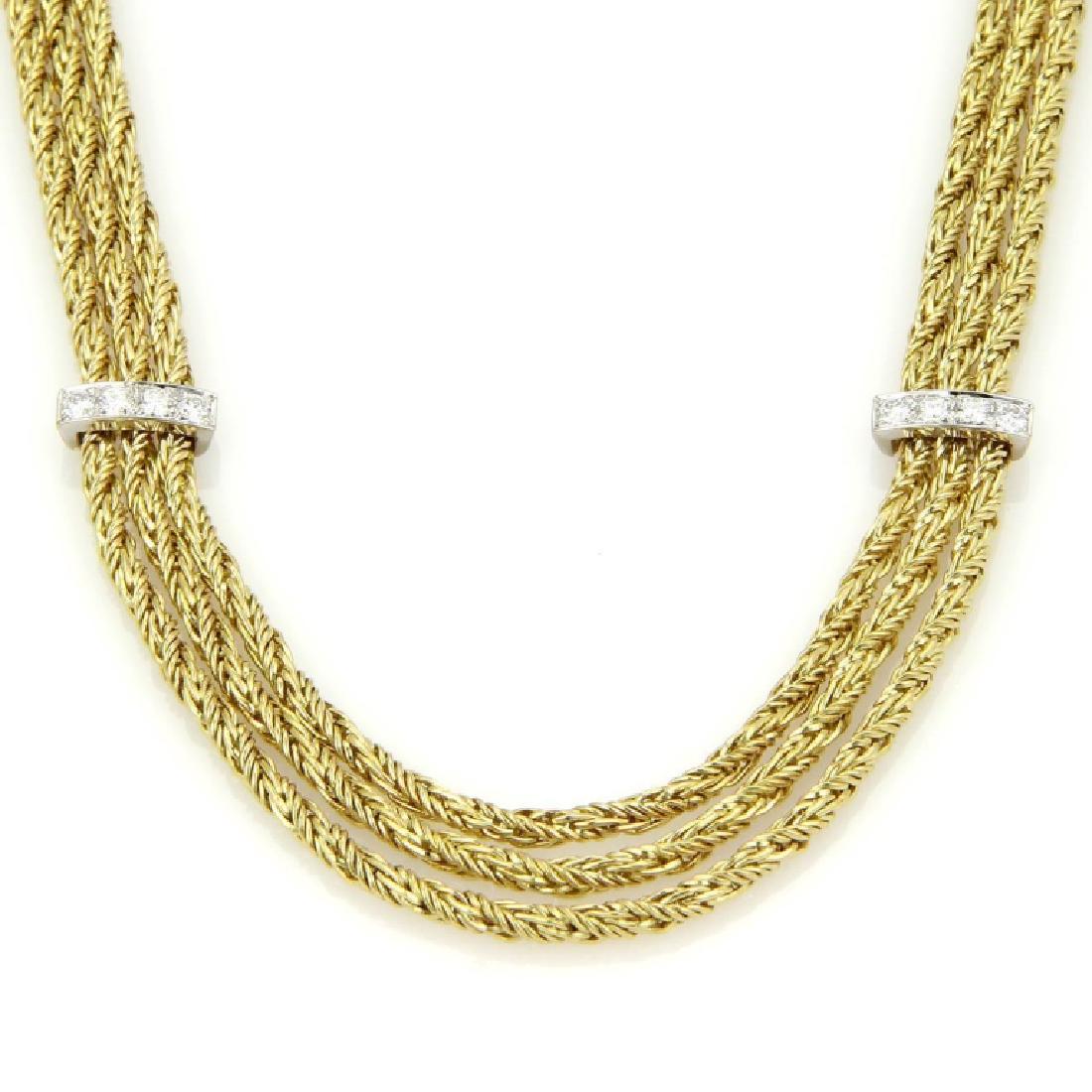 Tiffany & Co.18k Diamond Gold Strand Rope Necklace