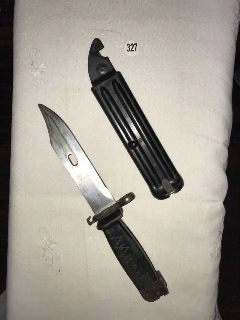 Soviet bayonet with engraved initials and sheath: Soviet bayonet with engraved initials and sheath