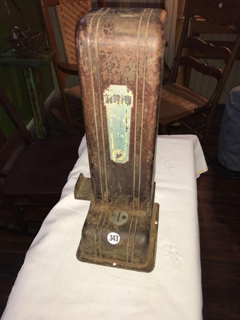 Penny Matchbox dispenser from pool hall on the corner: Penny Matchbox dispenser from pool hall on the corner of Campbell and Commercial, Springfield, MO. Approx 14"height