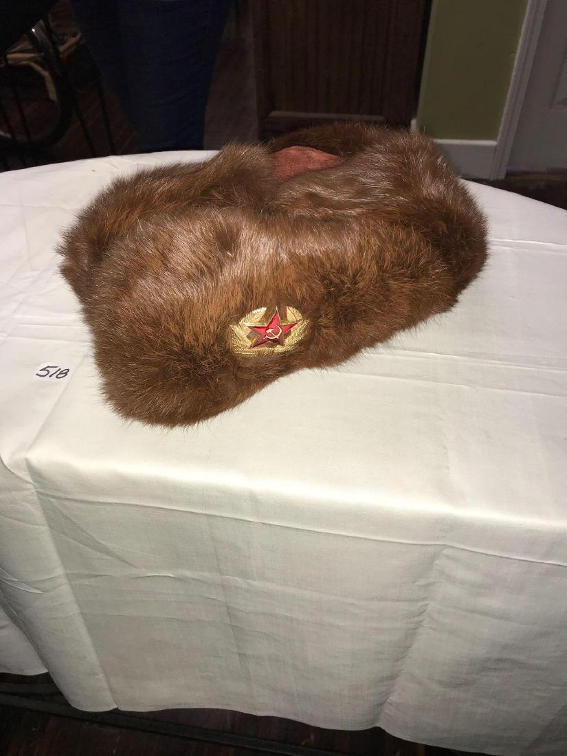 Fur Soviet hat with ear flaps: Fur Soviet hat with ear flaps