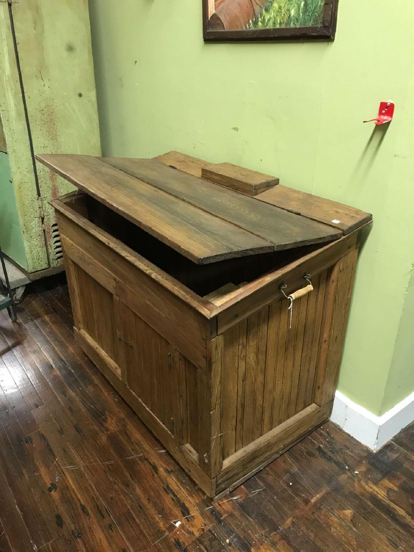 Handmade, Primitive Wood Box with hinged lid. 25"deep x: Handmade, Primitive Wood Box with hinged lid. 25"deep x 44"wide x 34"high at tallest point