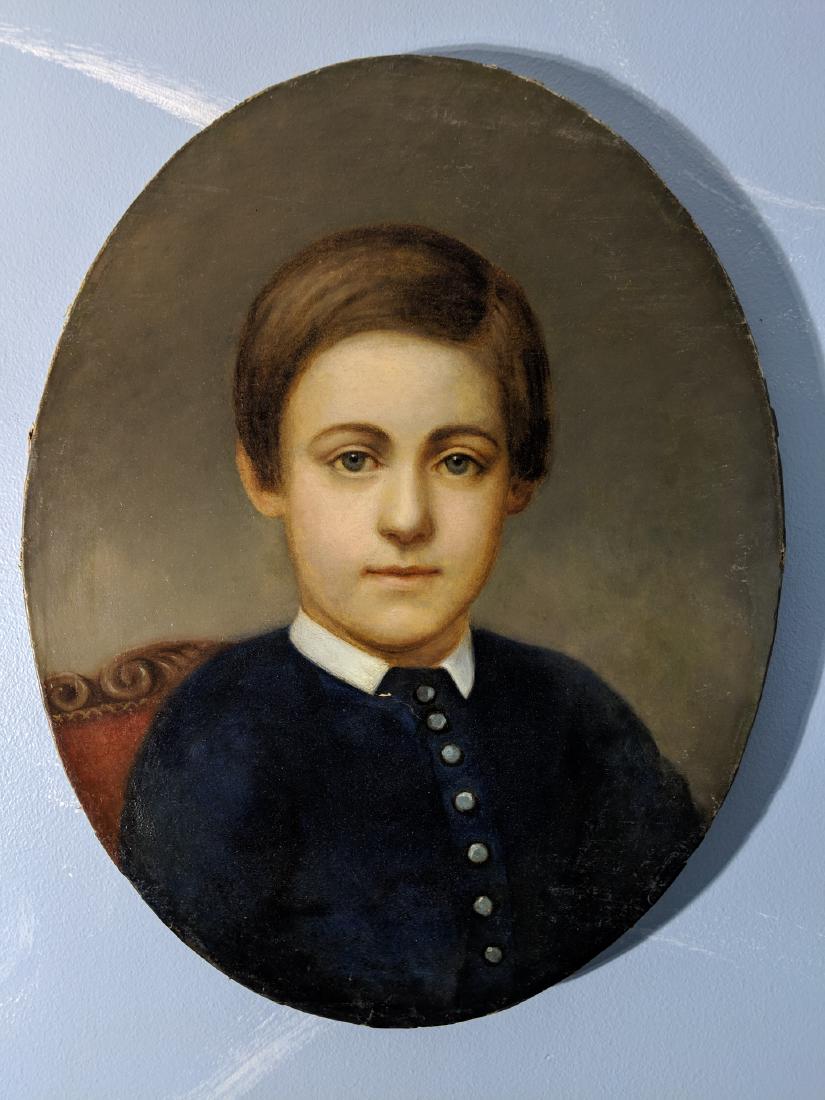 Antique Oval Oil Painting Portrait of Young Boy (1 of 6)