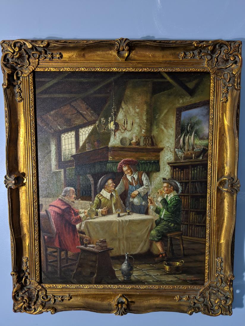 Hein Van Doren Oil Painting German Lodge Scene (1 of 9)