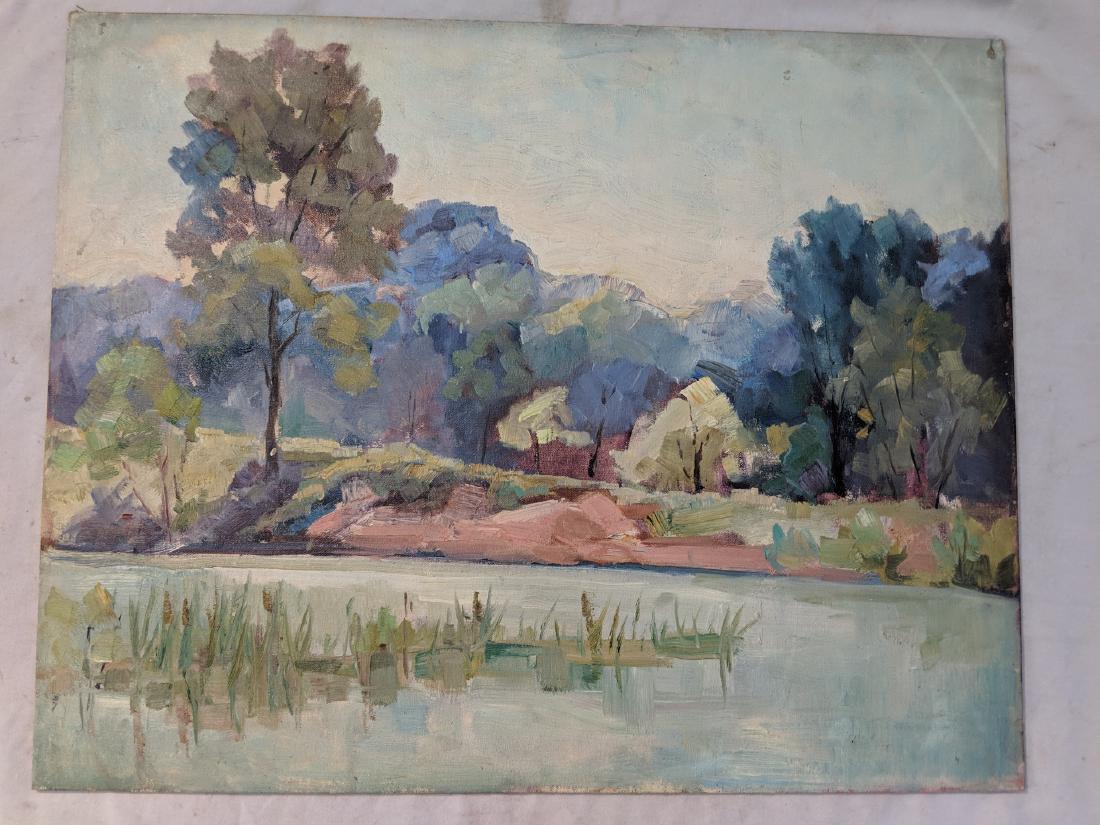 c1950's AJ Johnson Swedish Chicago Oil Painting Nature: 20th Century Swedish Chicago oil on board painting. No frame and not signed. Have more AJ Johnson up for auction. Needs a cleaning 16 x 20 Shipping in continental US $17.00 Please ask any questions be
