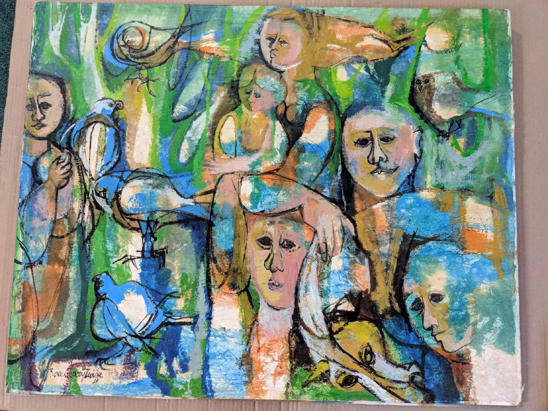 1965 Rosemary Zwick Abstract Painting of People Faces (1 of 9)