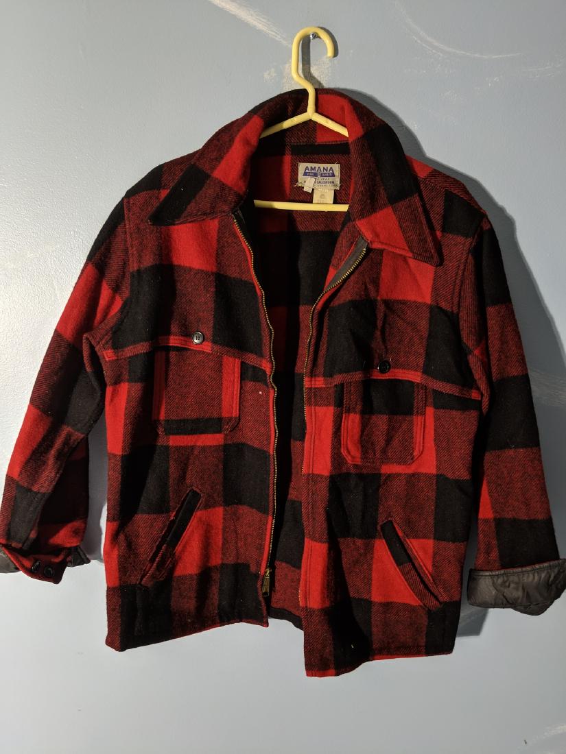 Amana Red Black Wool Flannel Jacket Size L (1 of 8)