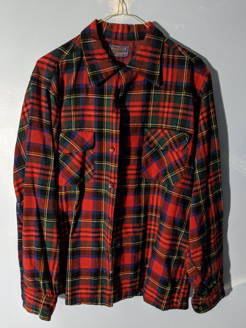 Pendleton Flannel Plaid Wool Shirt Size L (1 of 7)