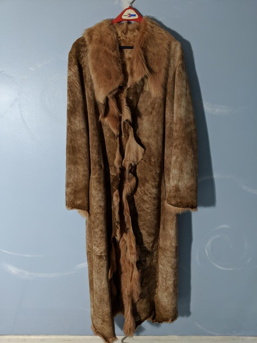 Fontani Italy Died Red Fur & Hide Long Jacket Size 46 (1 of 10)