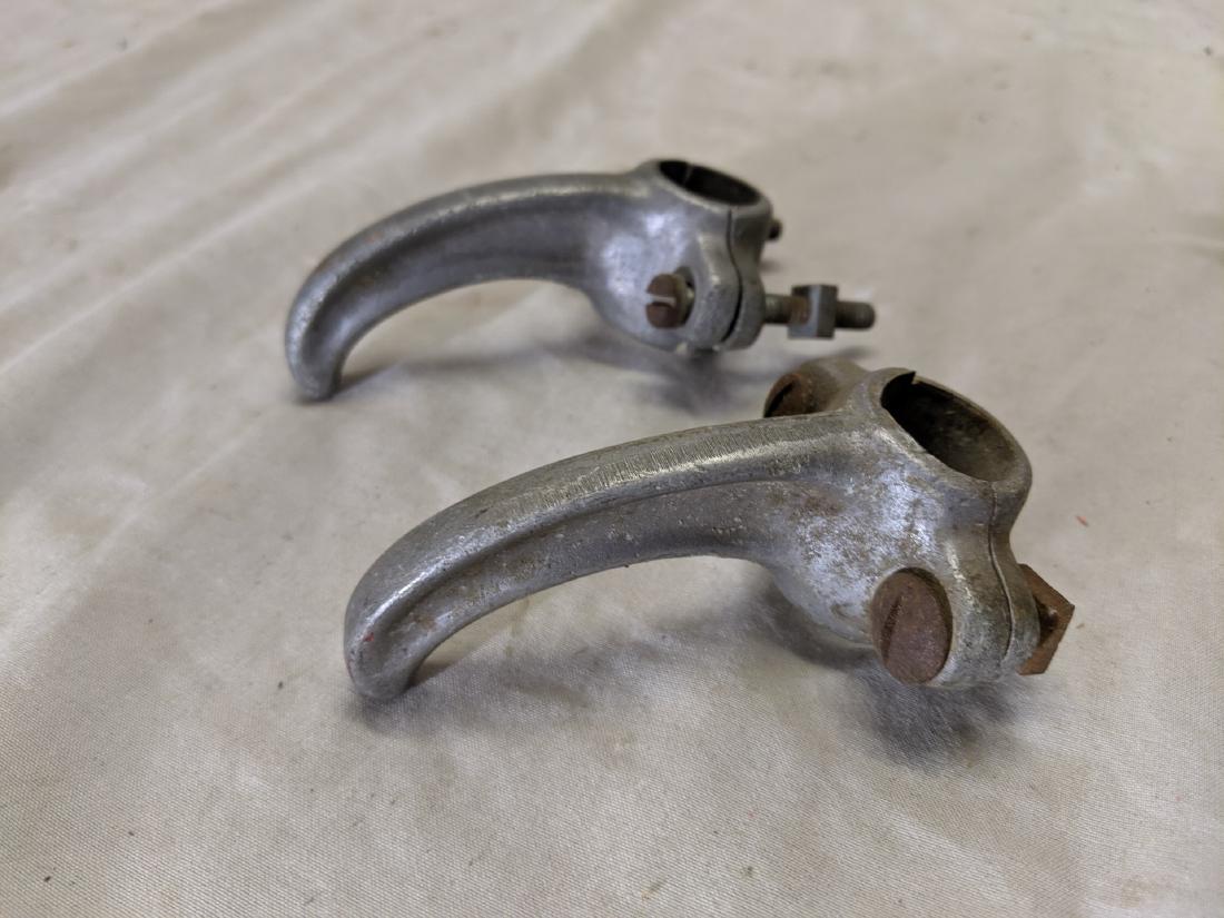 Pair c1930's Newspaper Bag Handlebar Holder Brackets (1 of 5)
