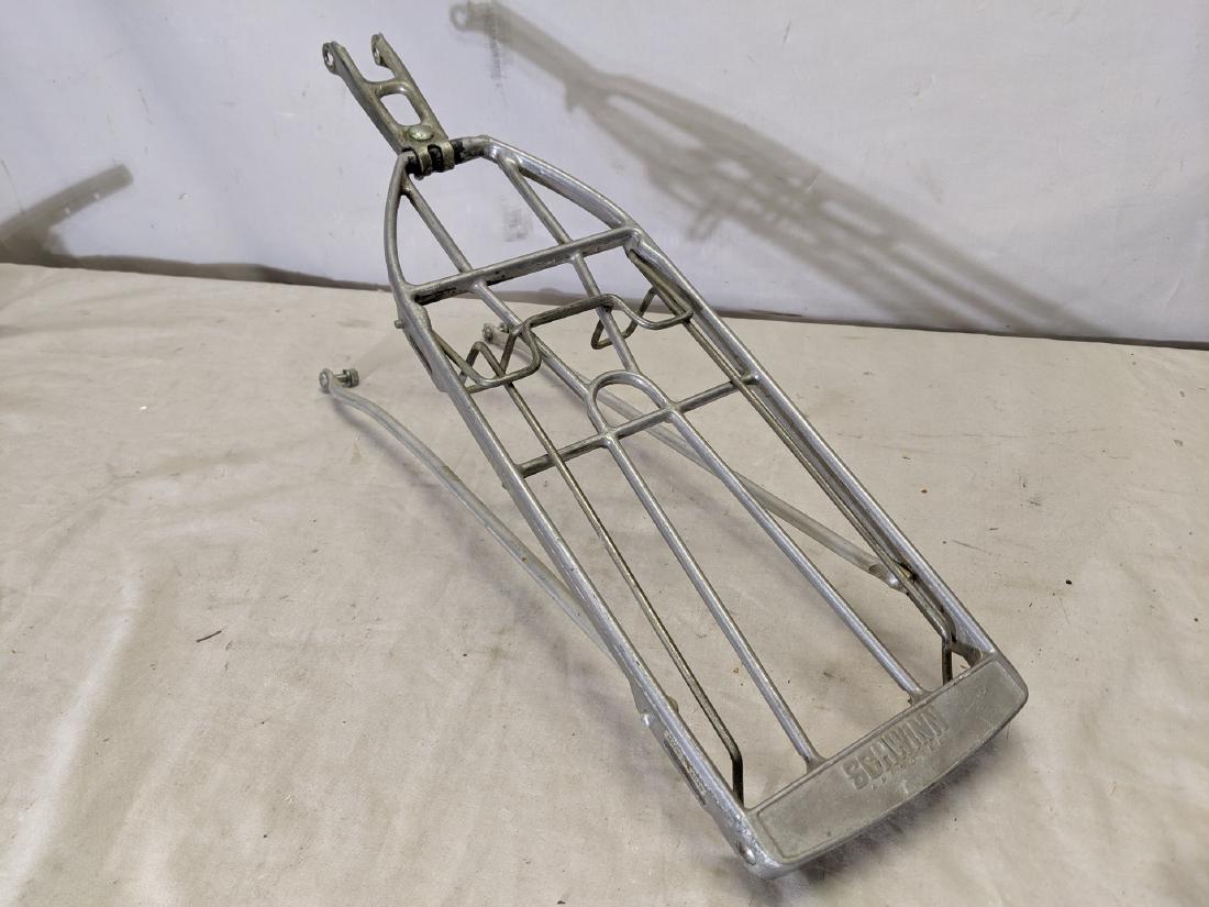Vintage Bike Schwinn Approved Aluminum Rear Carrier: Vintage Bike Schwinn Approved Aluminum Rear Carrier. Made in Japan Reflector missing off back General wear Shipping in continental US $25.00 Please ask any questions before bidding Good Luck!