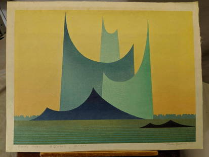 1969 Toshi Yoshida Japanese Woodblock Print Early Hope: 1969 Toshi Yoshida Japanese Woodblock Print Early Hope 32/200. Pencil signed, numbered, dated and titled Has some browning top margin and image edge 16 1/4 x 21 1/2 Shipping in continental US $23.00 P