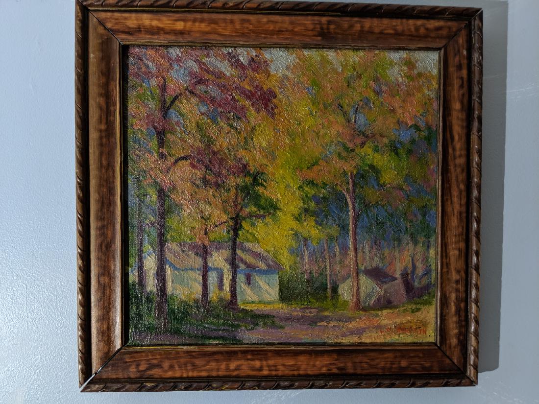 Louis Oscar Griffith Cabin in Woods Oil Painting (1 of 12)