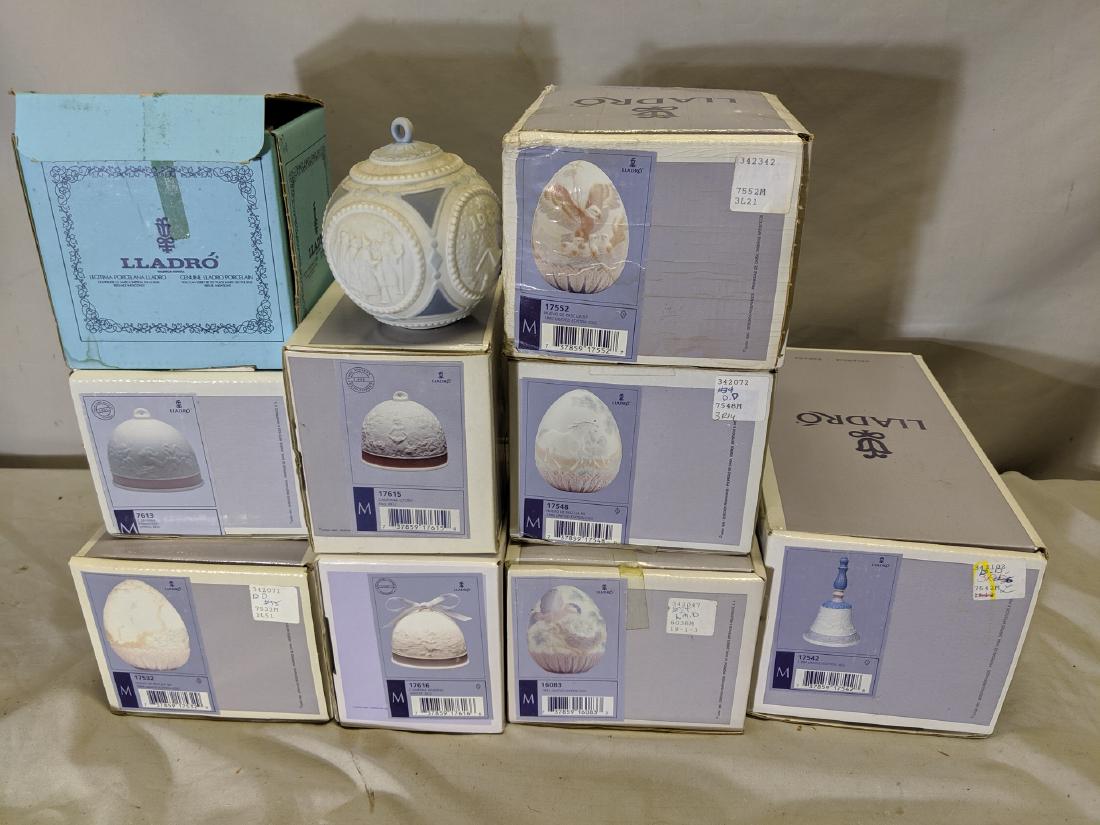 Lot 9 Lladro Eggs Bells Ornaments in Boxes (1 of 9)