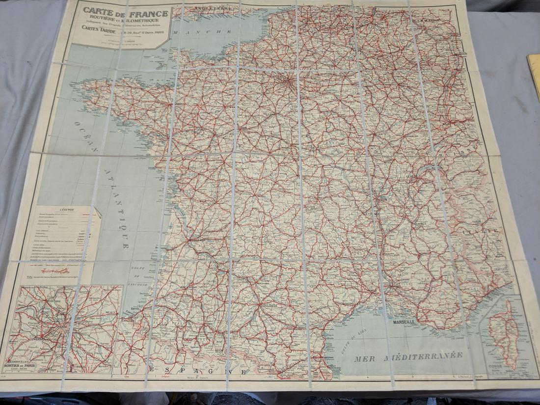 Antique Folding Carte Map de France for Bikes & Autos: Antique Folding Carte Map de France for Bikes & Autos Shipping in continental US $4.00 Please ask any questions before bidding Good Luck!