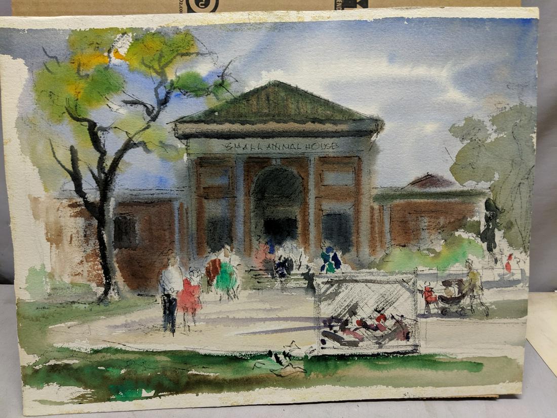 Vintage Ralph Rapien Watercolor Chicago Zoo Painting (1 of 13)