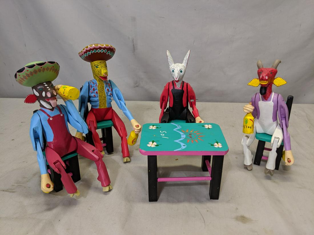 Set 4 inocencio vasquez Folk Art Carved Animals on (1 of 8)