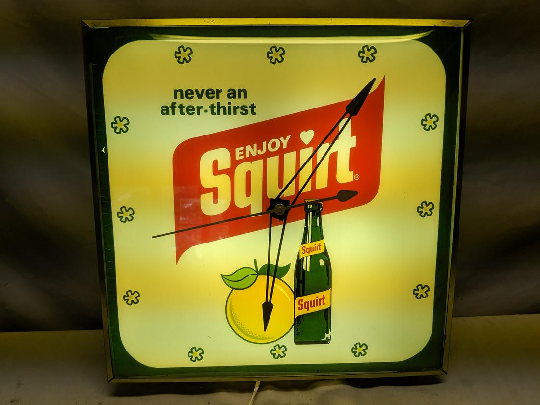 1950's Squirt Soda Pop Pam Light Up Advert Wall Clock (1 of 7)