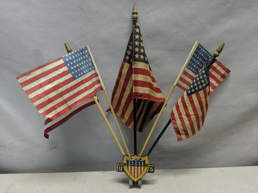 Antique USA American Flag Display Clip on Stand (1 of 6)