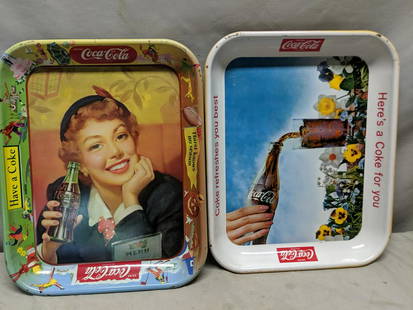 Pair Vintage Coke Coca-Cola Tin Metal Advert Trays: Pair Vintage Coke Coca-Cola Tin Metal Advert Trays13 x 10 Shipping in continental US $15.00 Please ask any questions before bidding Good Luck!