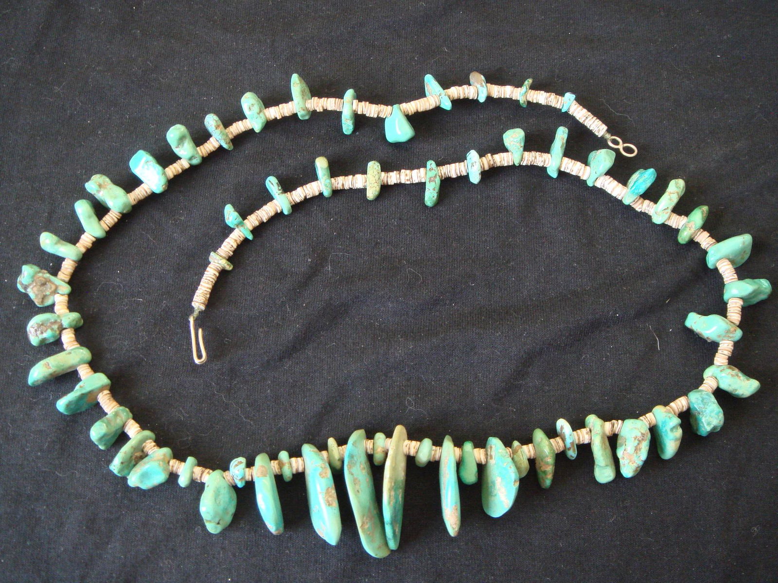 Native American Turquoise Cabochon & Heishi Bead (1 of 5)