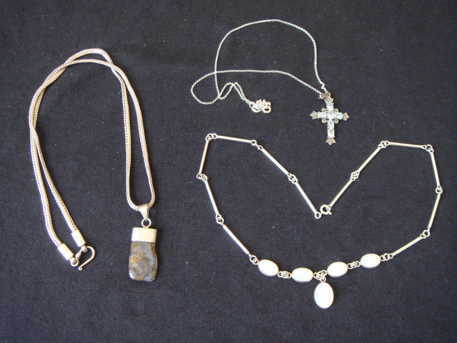 Lot 3 Moonstone Necklace Sterling Cross & Amber Pendant (1 of 9)