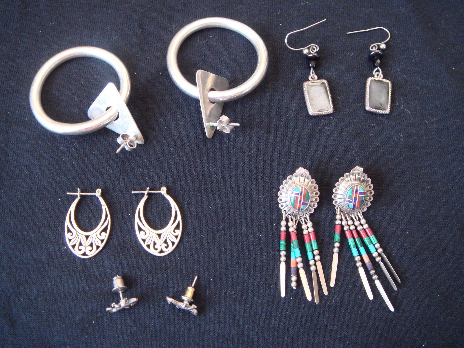 Lot of 5 Sterling Silver Earring Sets Native American (1 of 8)