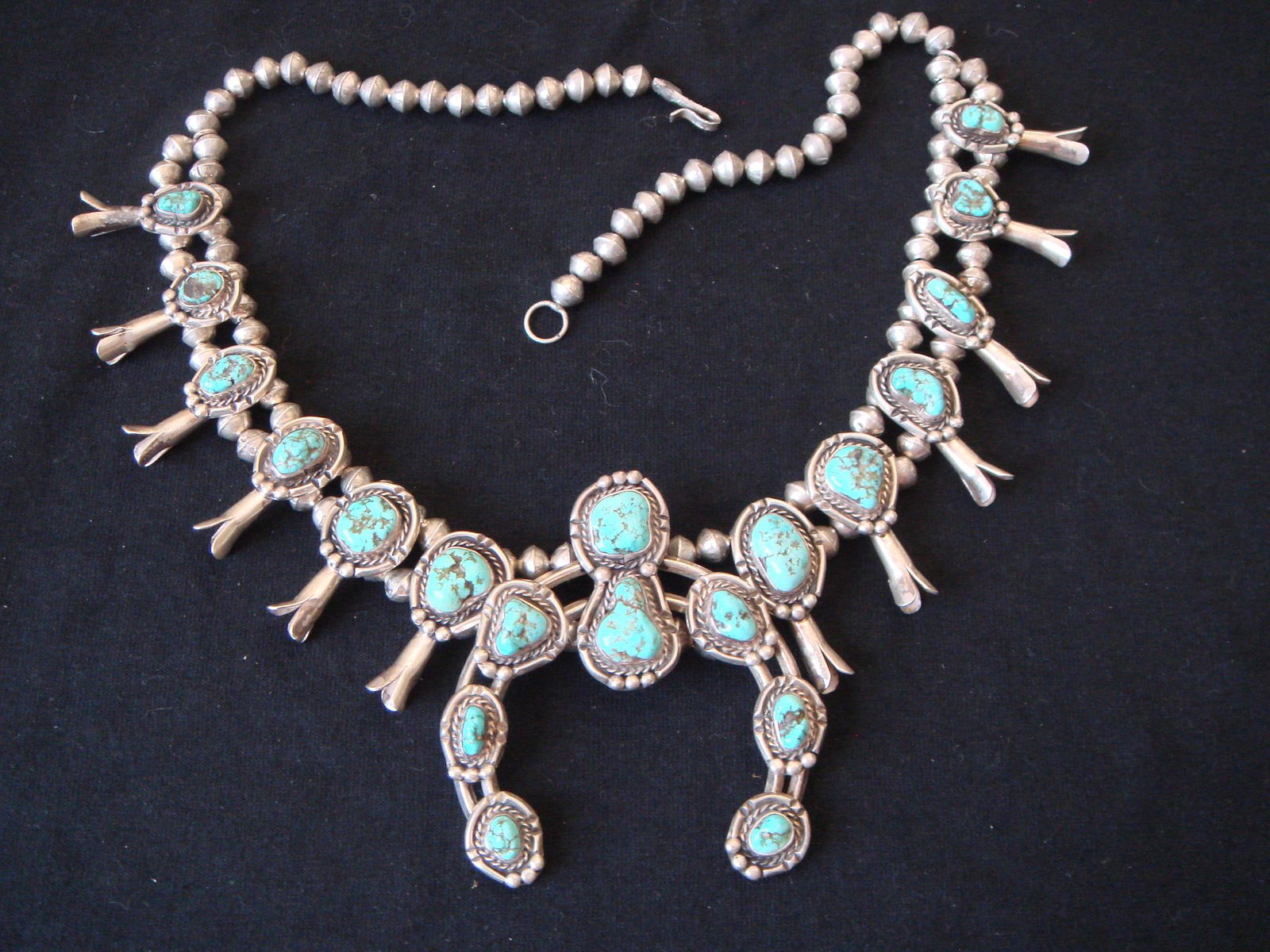 Native American Sterling Squash Blossom Turquoise (1 of 7)