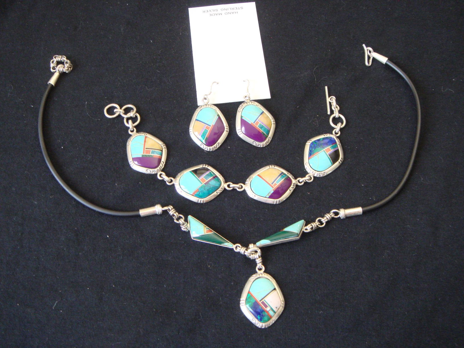 Native American Sterling Turquoise Necklace Bracelet (1 of 7)
