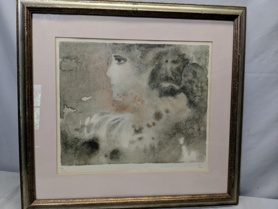 Hector Poleo Pencil Signed Lithograph Profile of Woman: Hector Poleo Pencil Signed Lithograph Profile of Woman. Limited Edition 98/150. Framed under glass26 3/4 x 28 3/4, Image: 18 1/2 x 15 1/2 Shipping in continental US $65.00 Please ask any questions bef