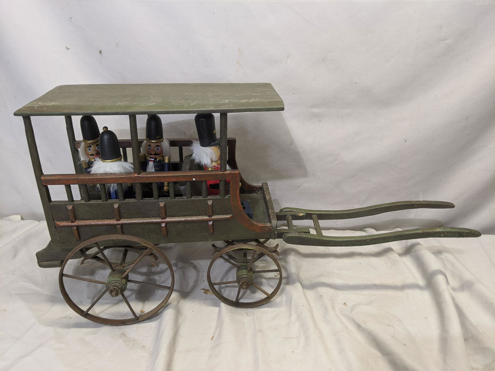 c1910 Wooden German Horse Drawn Wagon w/ Nutcrackers (1 of 7)