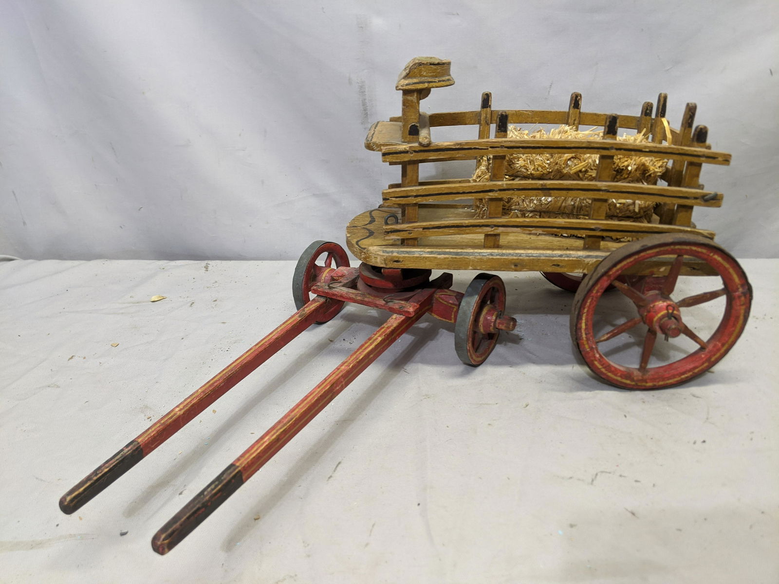 c1910 German Painted Wood Horse Drawn Wagon (1 of 7)