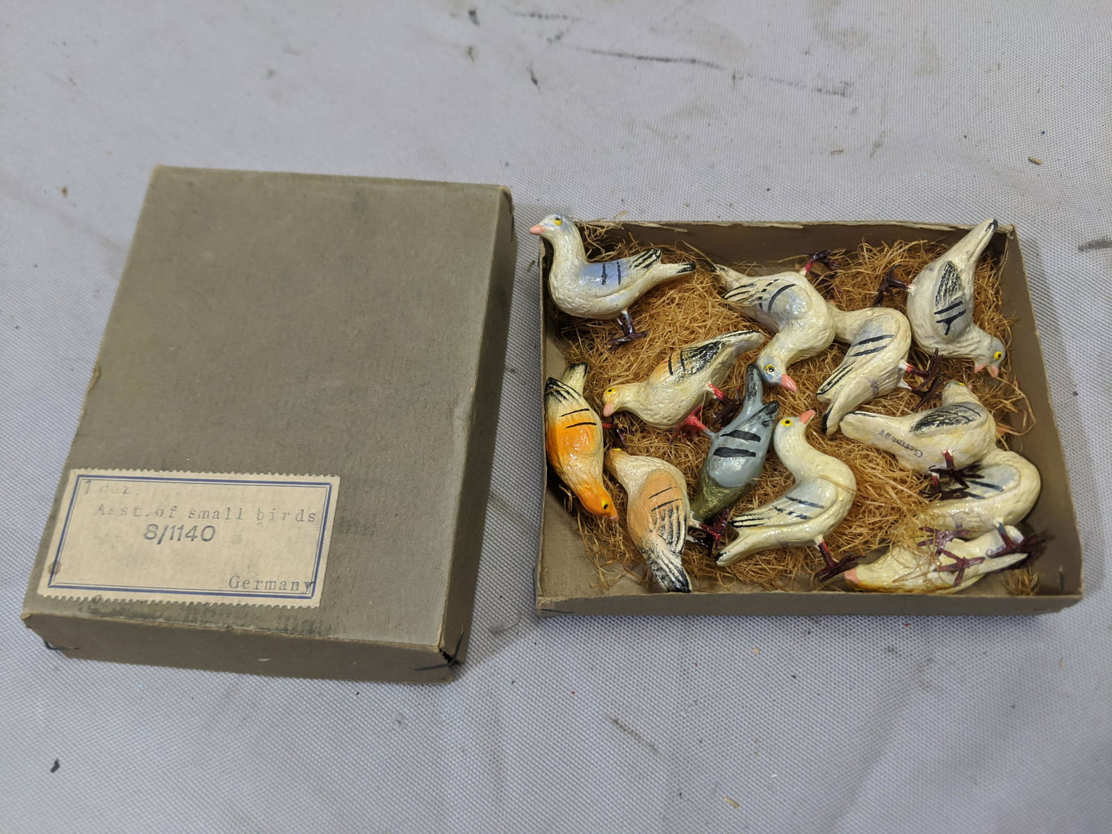 c1900 Set 12 German Composition Assort of Small Birds & (1 of 6)
