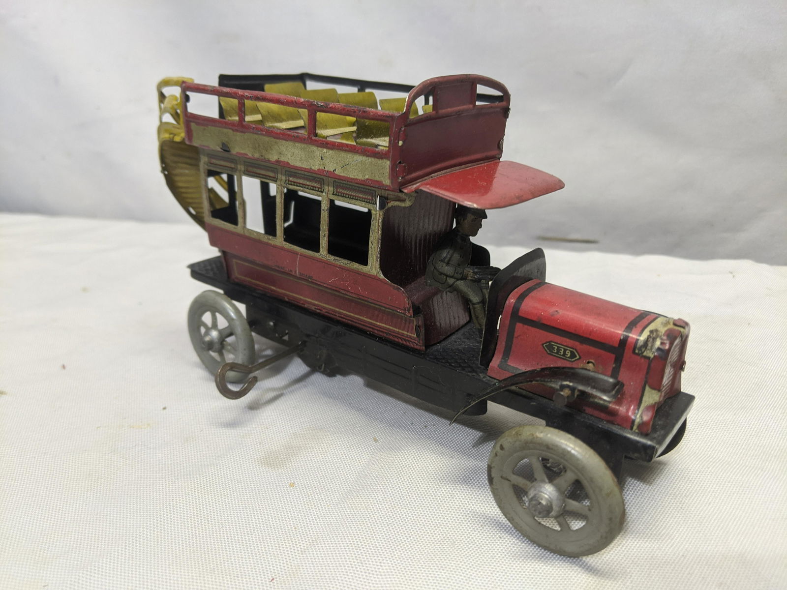 c1920 Clockwork German Tin Litho Double Decker Bus (1 of 7)