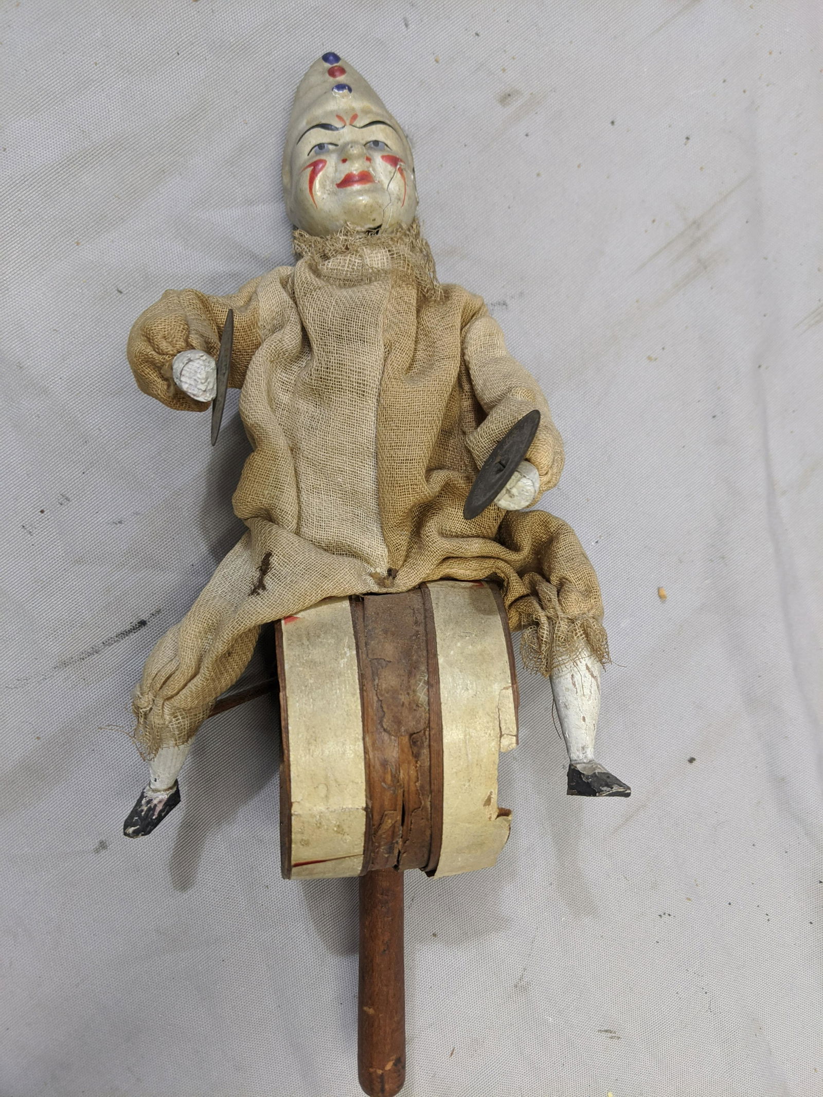 c1900 German Clapper Composition Clown & Drum Toy (1 of 6)
