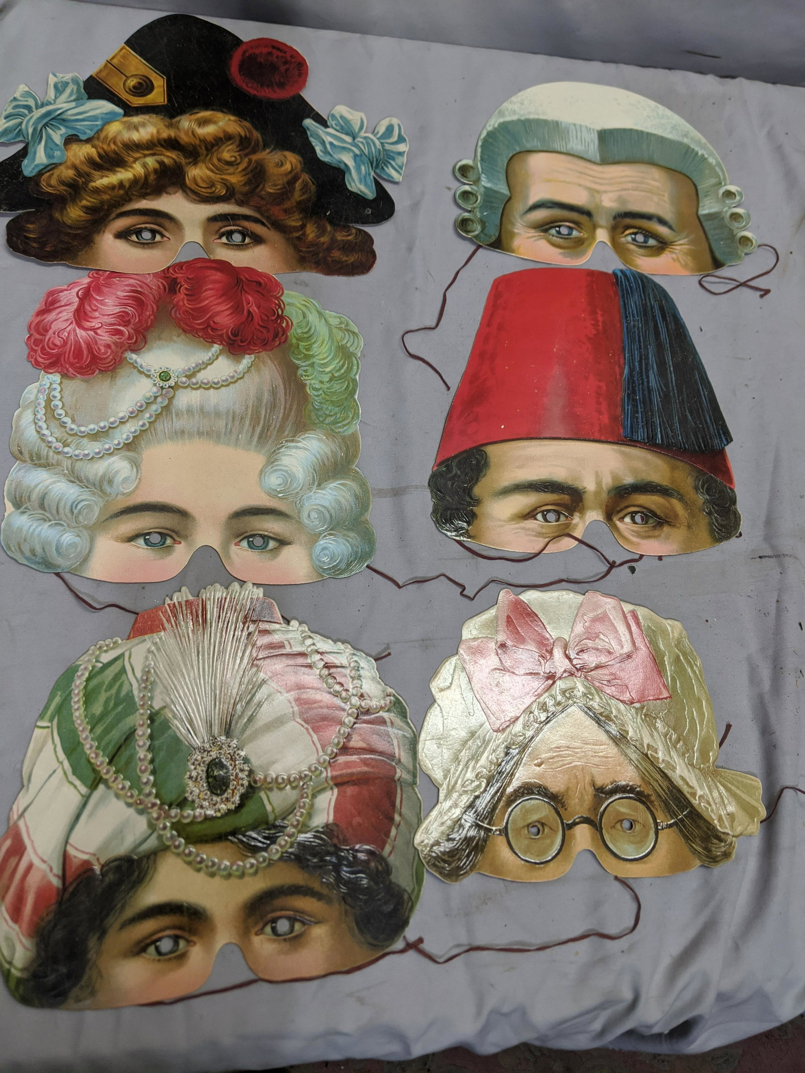 Lot 6 1920-30's Paper Character Face Masks Made in: Lot 6 1920-30's Paper Character Face Masks Made in Germany 10 x 9 Shipping in continental US $10.00 If shipping is $0 then buyer arranges pick up or shipping. Please ask any questions before bidding G