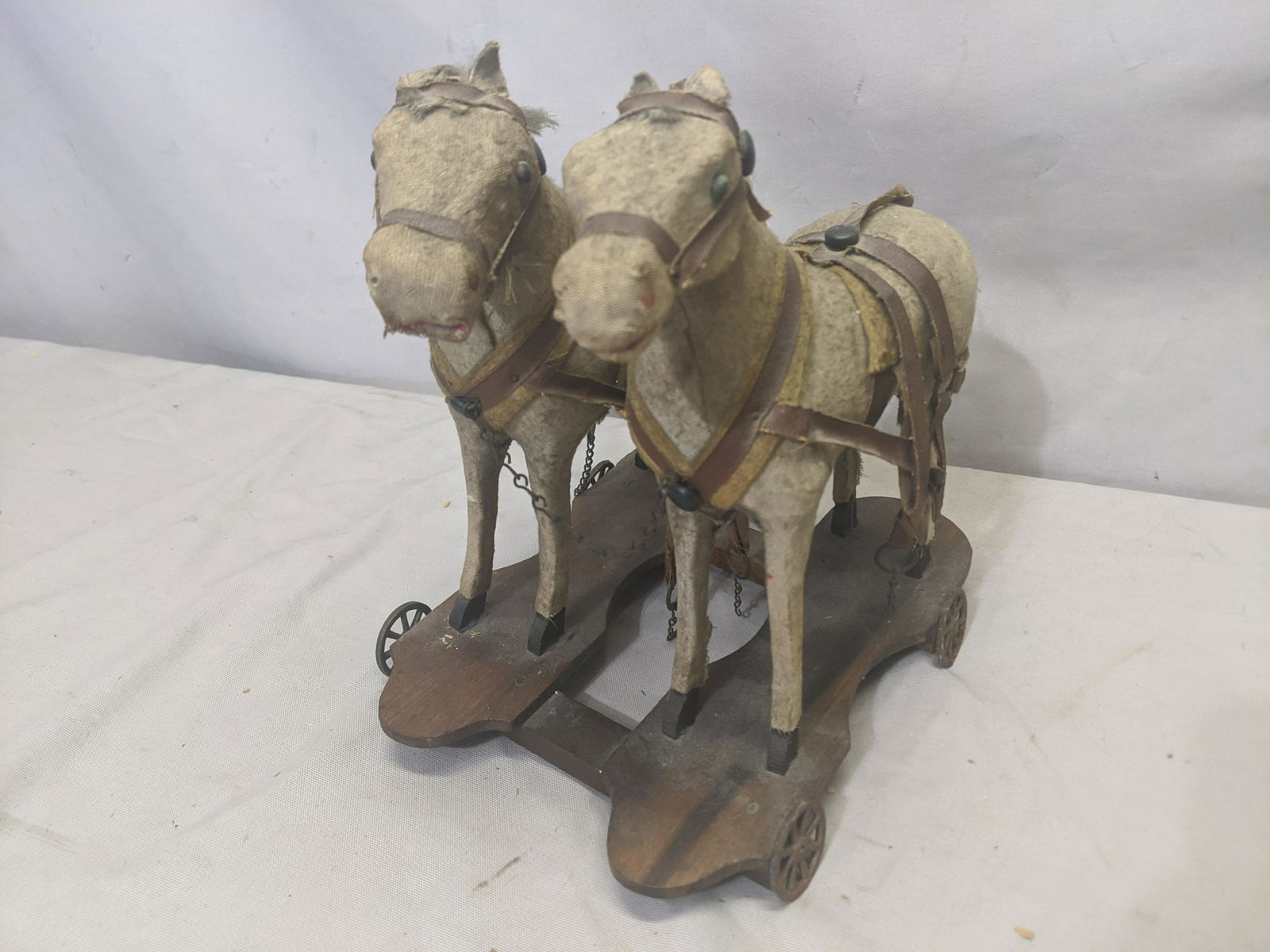 c1900 German or American Pair Cloth Covered Horses on (1 of 6)