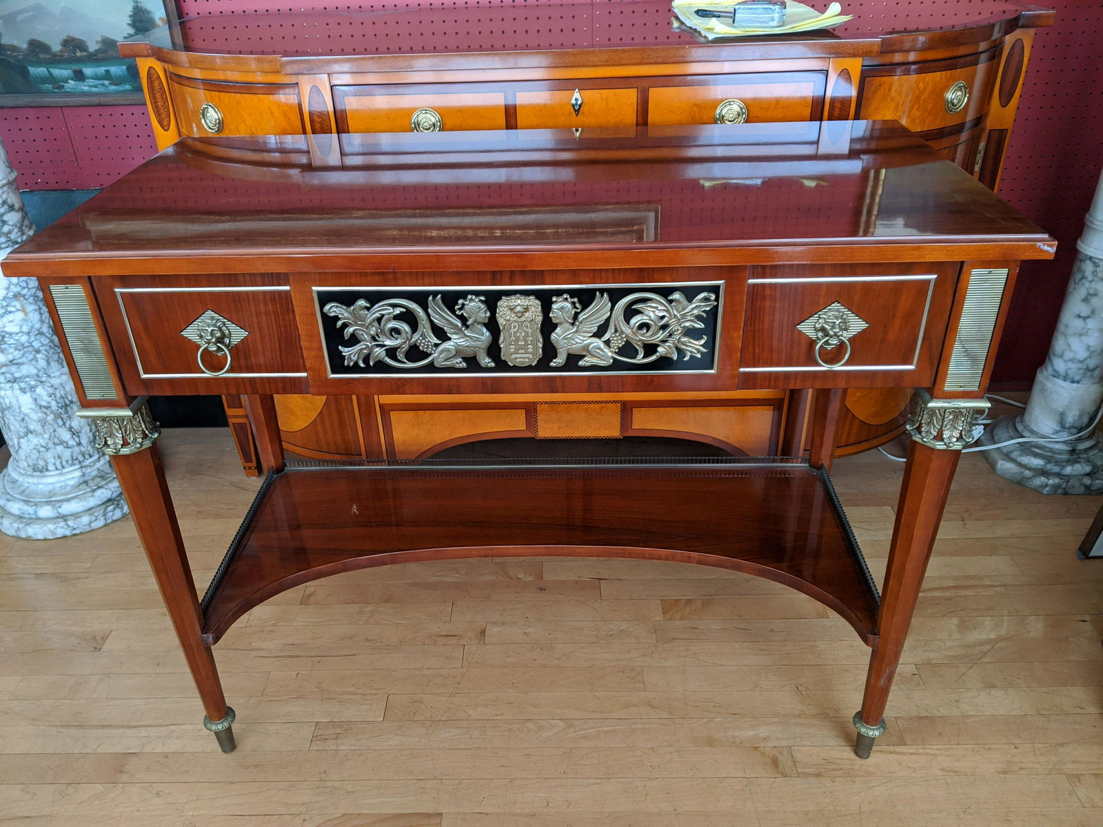 John Widdicomb Mahogany Server w/ Ormolu: John Widdicomb Mahogany Server w/ Ormolu and one long drawer 34 high x 21 1/2 x 44 Shipping in continental US $0.00 If shipping is $0 then buyer arranges pick up or shipping. Please ask any questions