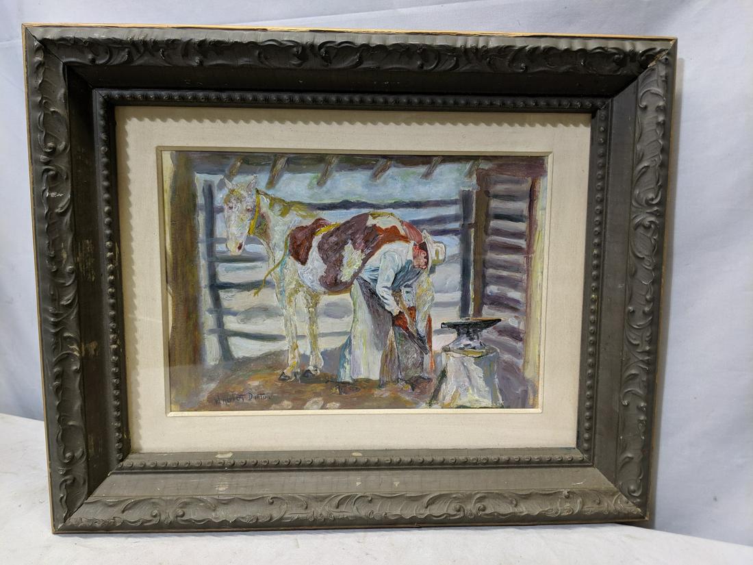 William Dunton Saddle Shop Oil on Board Painting (1 of 14)