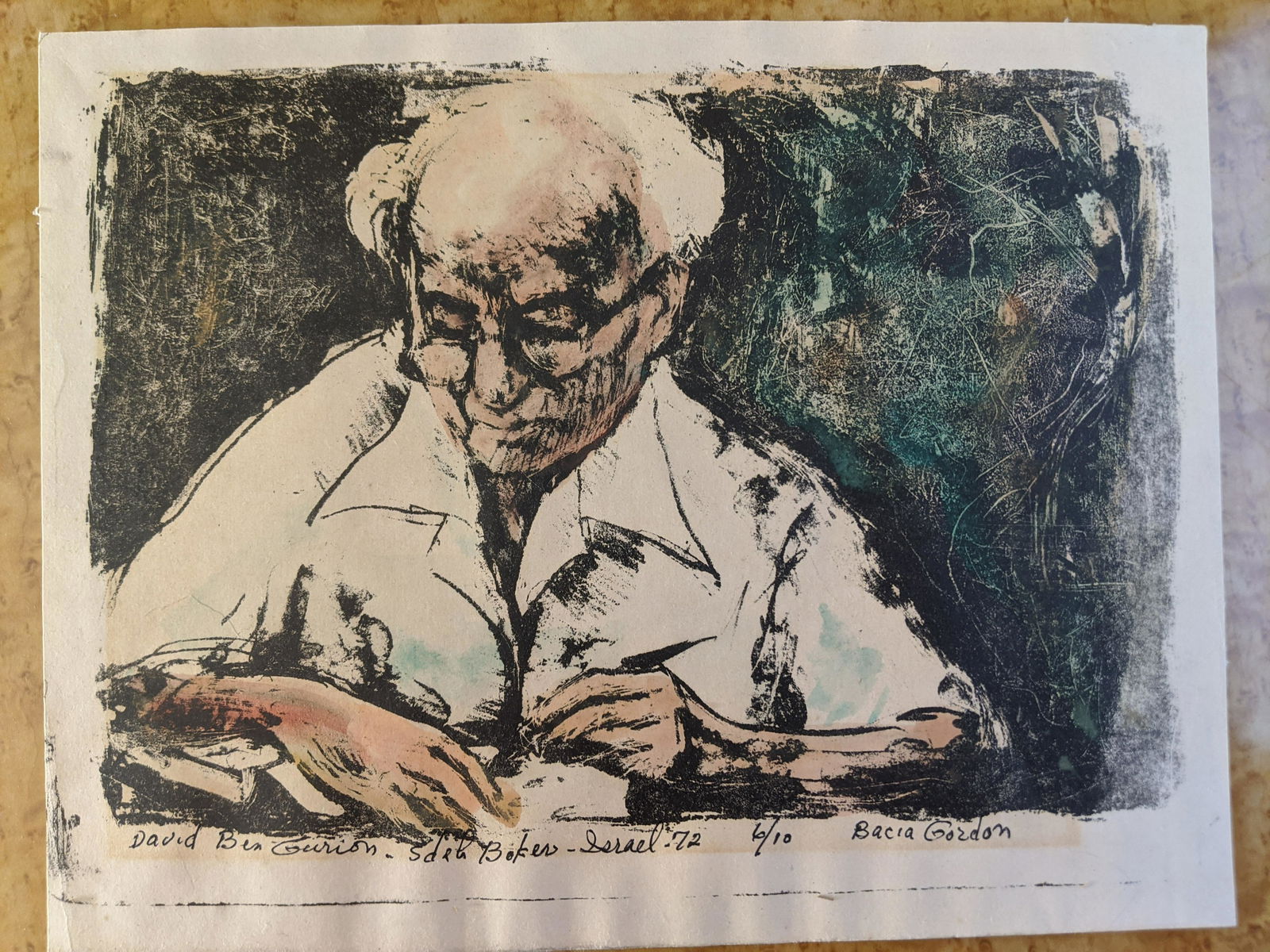 1972 Bacia Gordon 6/10 Rare Woodcut David Ben-Gurion (1 of 8)
