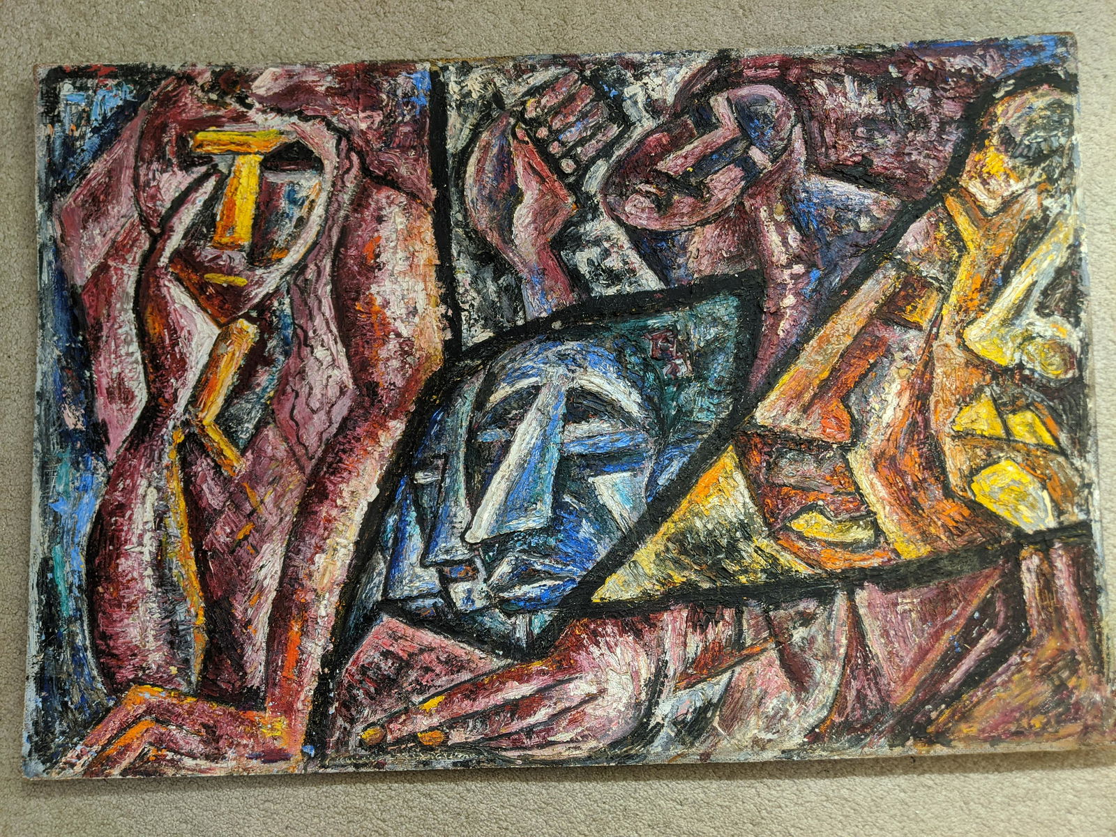 1957 Henry Botkin Abstract Faces Oil Painting (1 of 9)