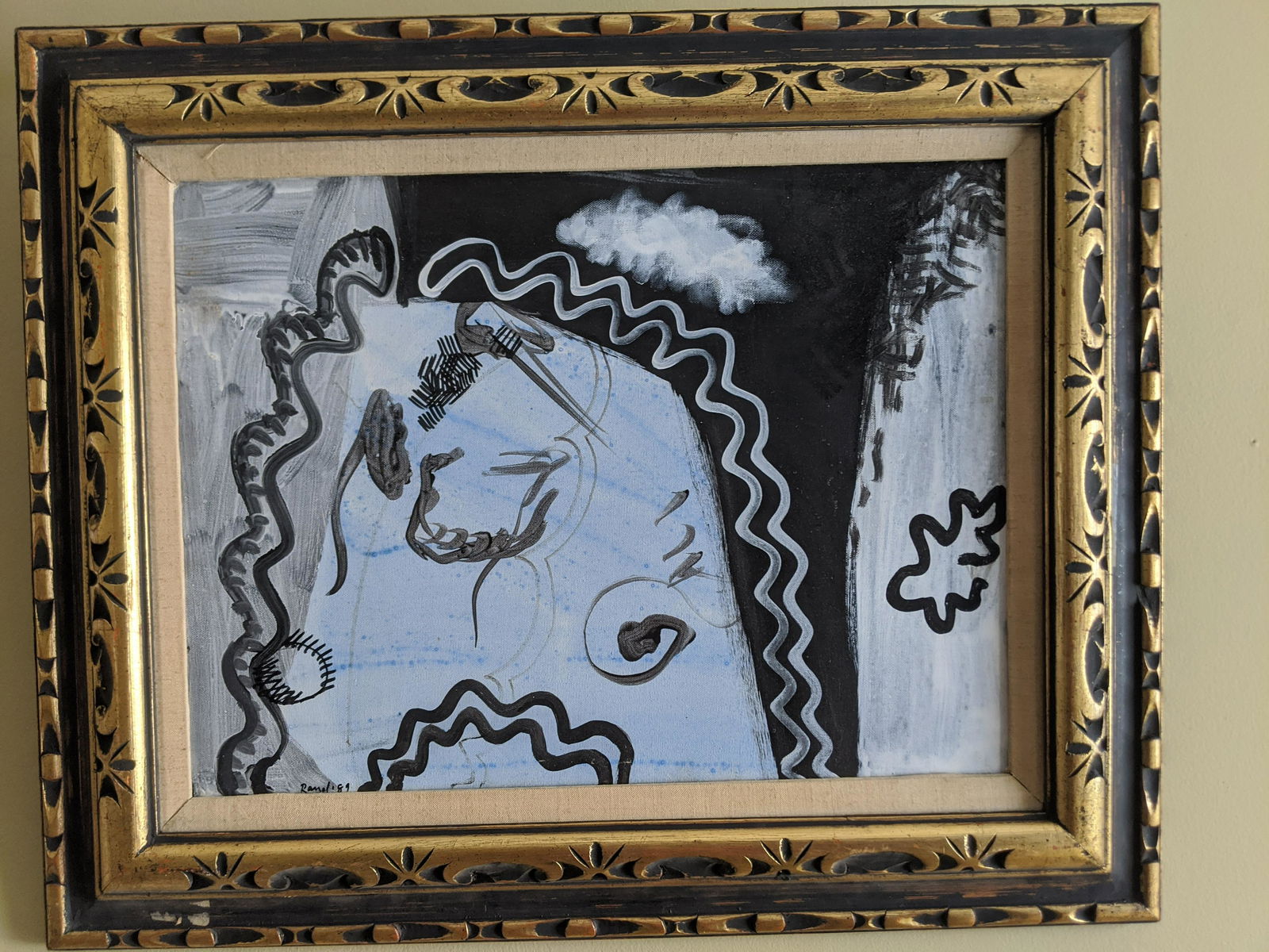 Archie Rand Blue Black & White Abstract Oil Painting (1 of 11)