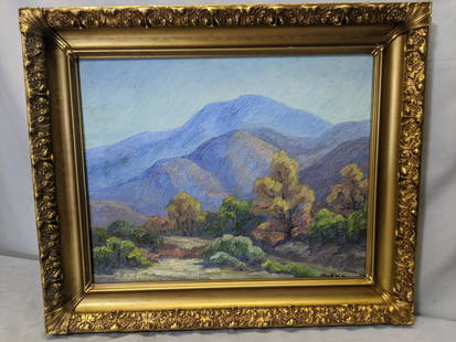 Hanson Puthuff Mountanscape Oil Painting: Hanson Puthuff Mountanscape Oil Painting on canvas in ornate frame. Listed California artist born 1875 and died 1972 25 x 21 1/2, Image: 26 x 20 Shipping in continental US $40.00 If shipping is $0 the