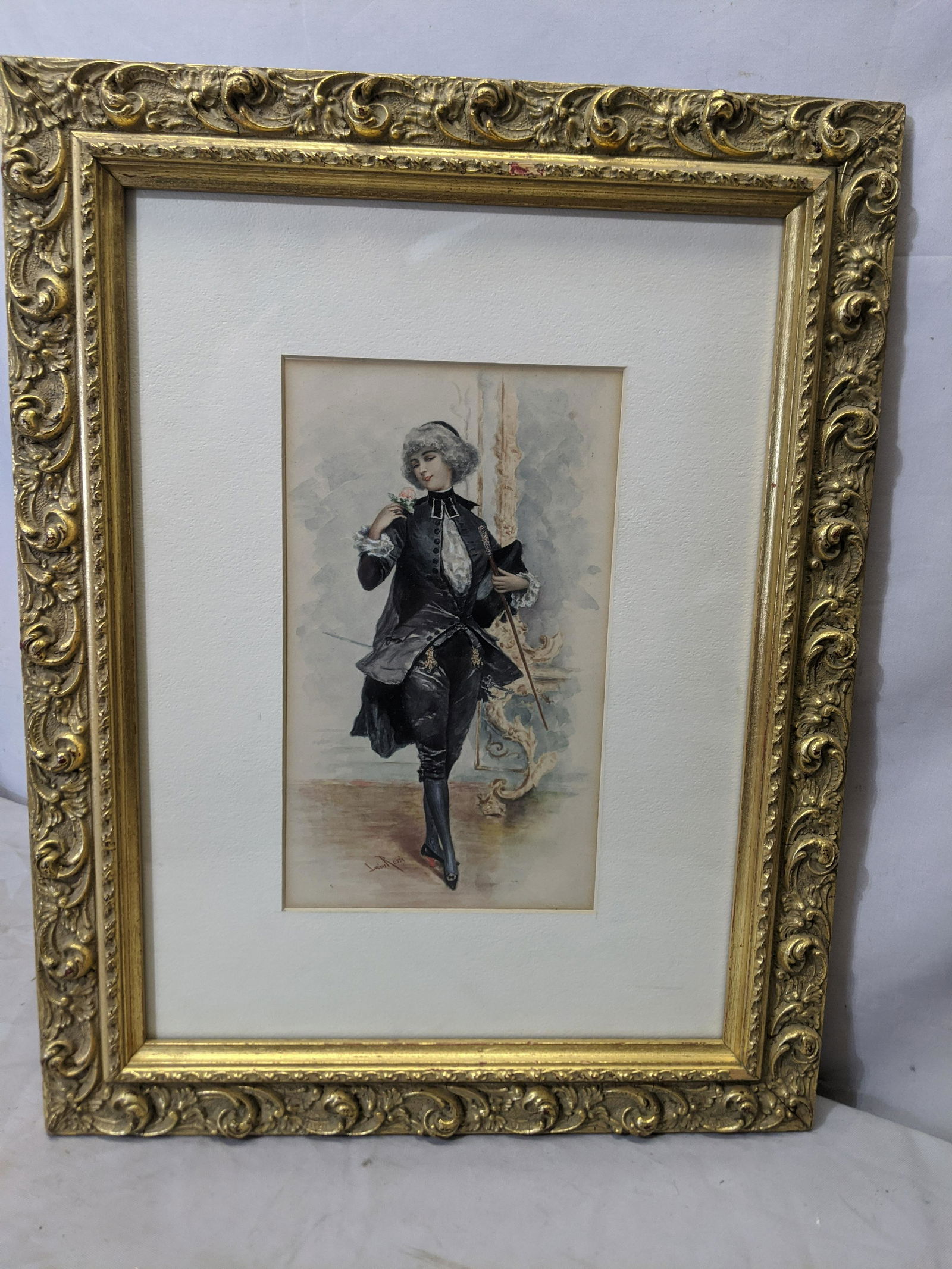 Lugius Rossi French Woman Watercolor Painting (1 of 9)