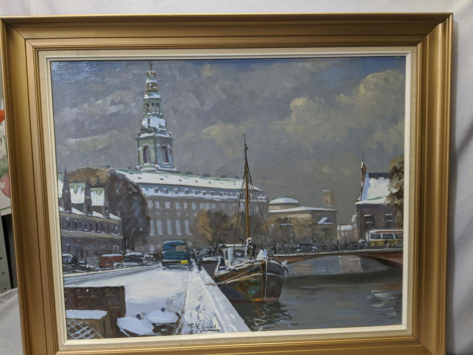 Theoror Nygaard Denmark Winter Scene Oil Painting (1 of 15)